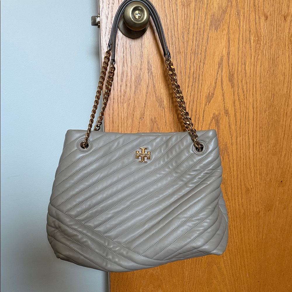 Tory Burch Quilted Gray Shoulder Bag